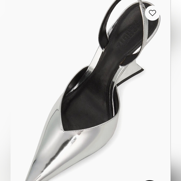 NIB SCHUTZ Silver Slingback Wedge Heels - Picture 3 of 10